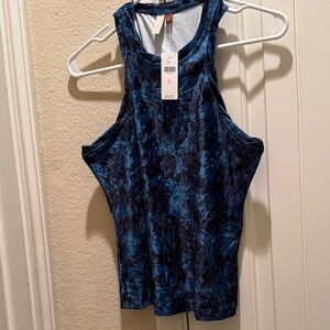 Pilcro Women’s Blue Patterned Racerback Tank Top